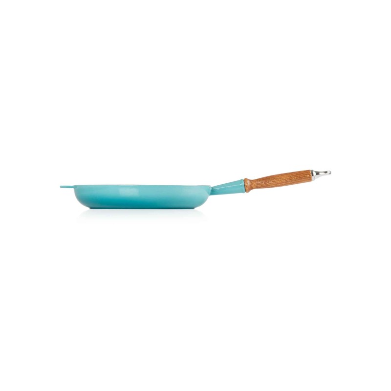 20CM CLASSIC CAST IRON FRYING PAN WITH WOODEN HANDLE - TEAL