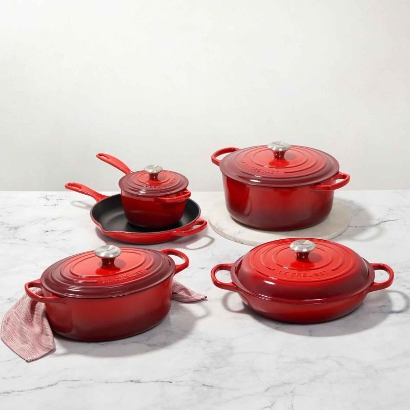 31CM CAST IRON OVAL SHALLOW CASSEROLE - CERISE