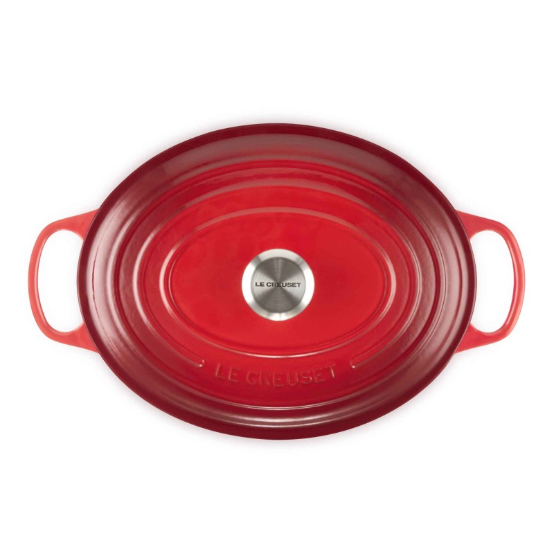 31CM CAST IRON OVAL SHALLOW CASSEROLE - CERISE
