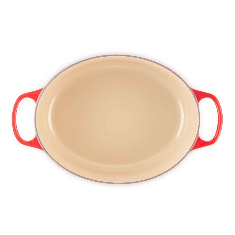31CM CAST IRON OVAL SHALLOW CASSEROLE - CERISE