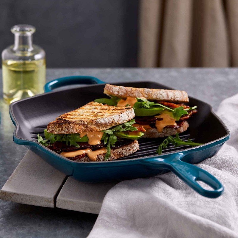 26CM SIGNATURE CAST IRON SQUARE GRILLIT - DEEP TEAL