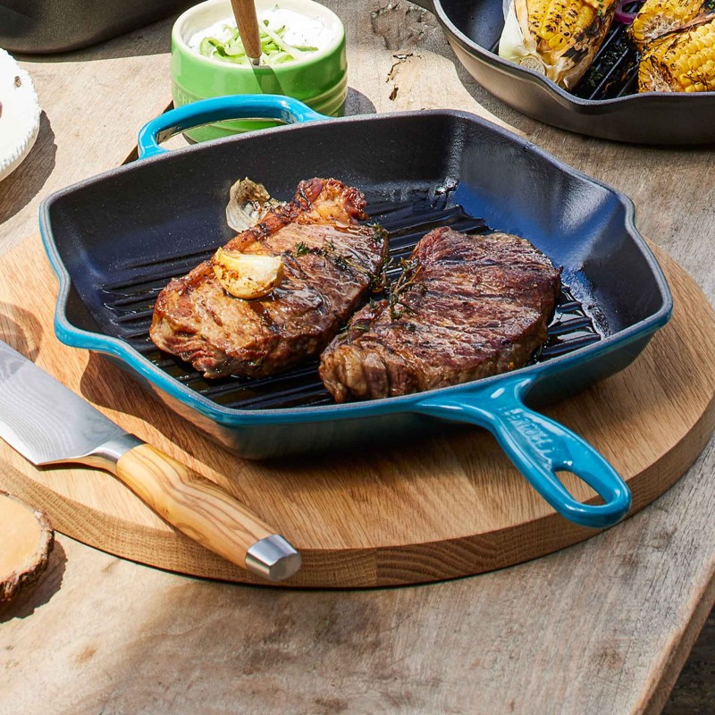 26CM SIGNATURE CAST IRON SQUARE GRILLIT - DEEP TEAL