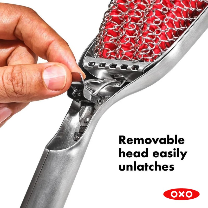 COILED GRILL BRUSH WITH REPLACEABLE HEAD