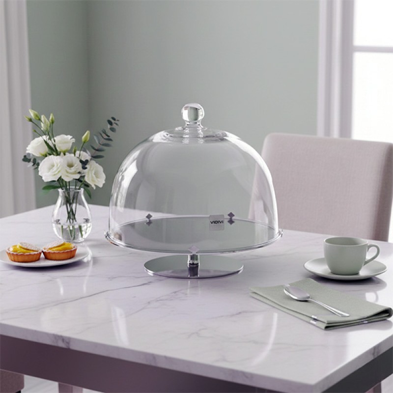 STAND W/GLASS DOME - STAINLESS STEEL