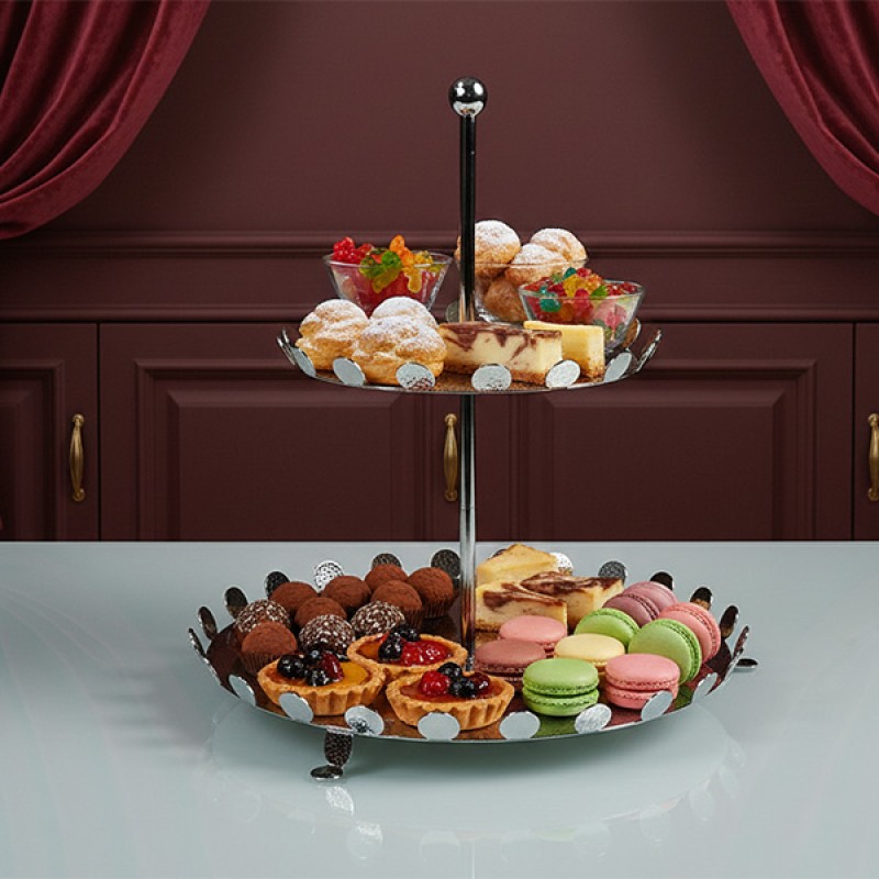 2 TIER STAND S/S ELEPHANT SKIN