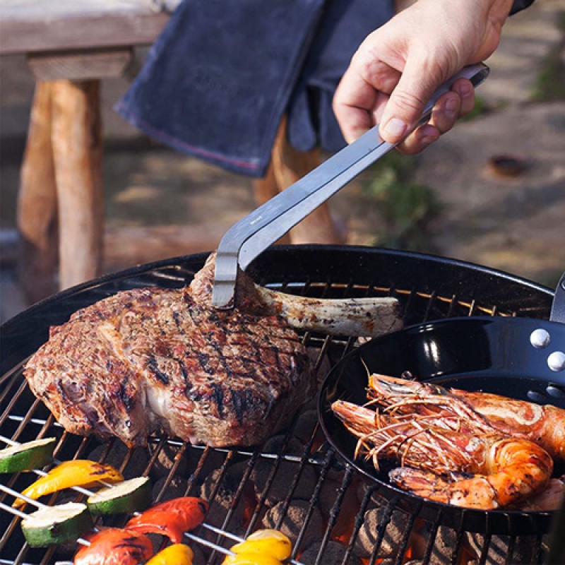 GRILL TONGS CURVED - STAINLESS STEEL