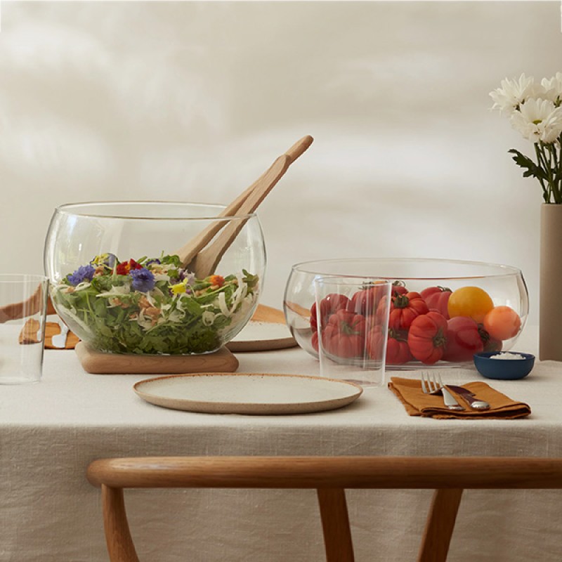 SERVE SALAD SET & OAK BASE CLEAR