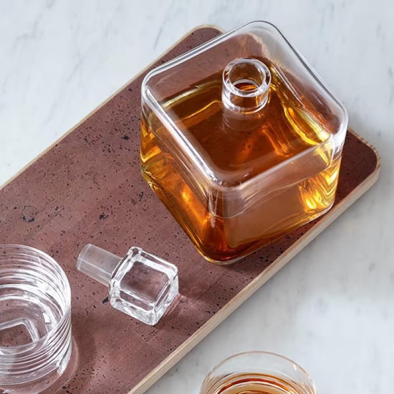 CASK  CONNOISSEUR SET CLEAR & ASH/CORK TRAY