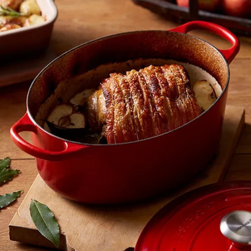 35CM SIGNATURE CAST IRON OVAL CASSEROLE - CERISE