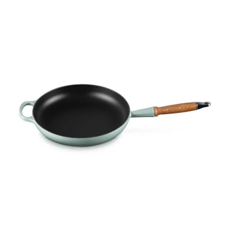 28cm CAST IRON FRYING PAN WITH WOODEN HANDLE - SEA SALT