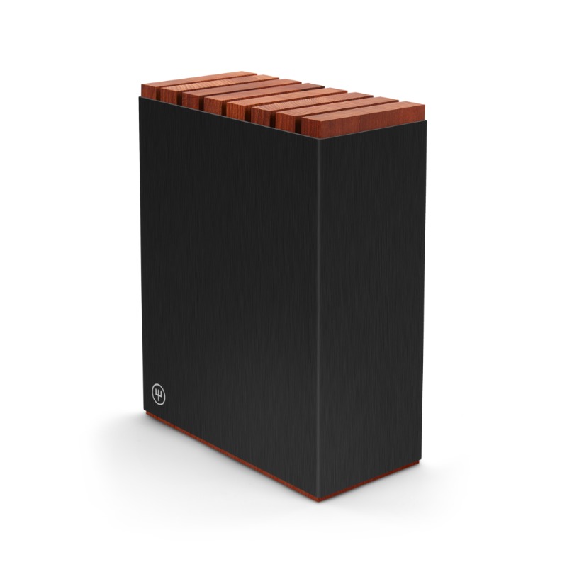 7-Slot Black Aluminum Knife Block with Wood Insert