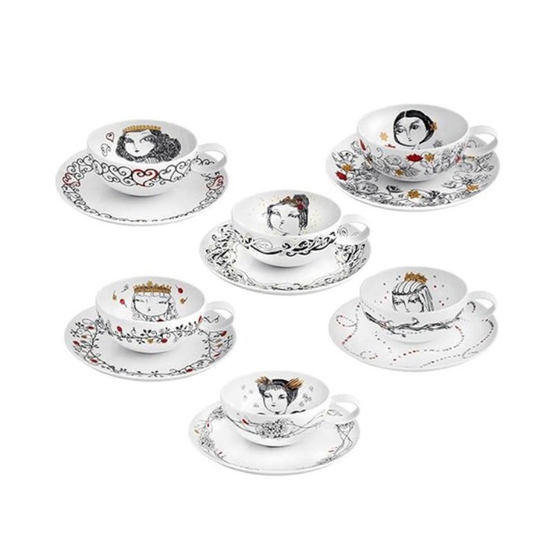 SET 6 TEA CUPS WITH SAUCERS RAINHAS