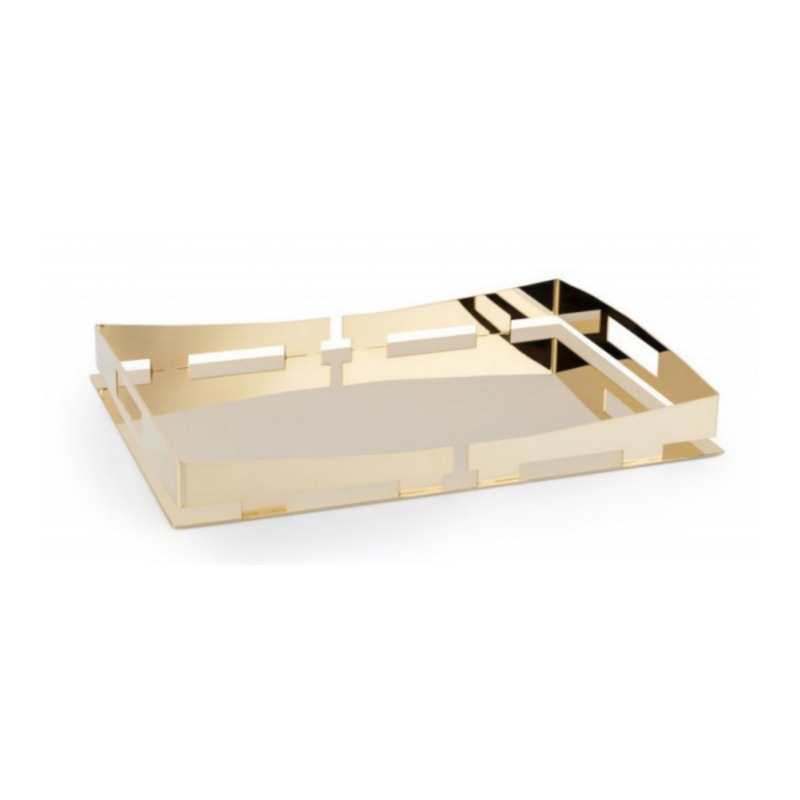RECTANGULAR TRAY S/S GOLD PLATED