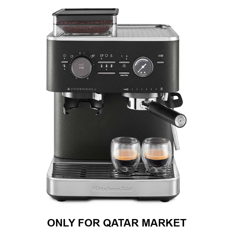 SEMI AUTOMATIC ESPRESSO MACHINE WITH BURR GRINDER - CAST IRON BLACK