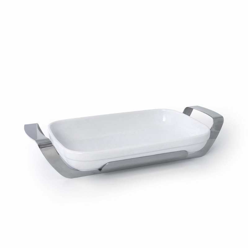 RECTANGULAR DISH STAINLESS STEEL HOLDER WITH LID