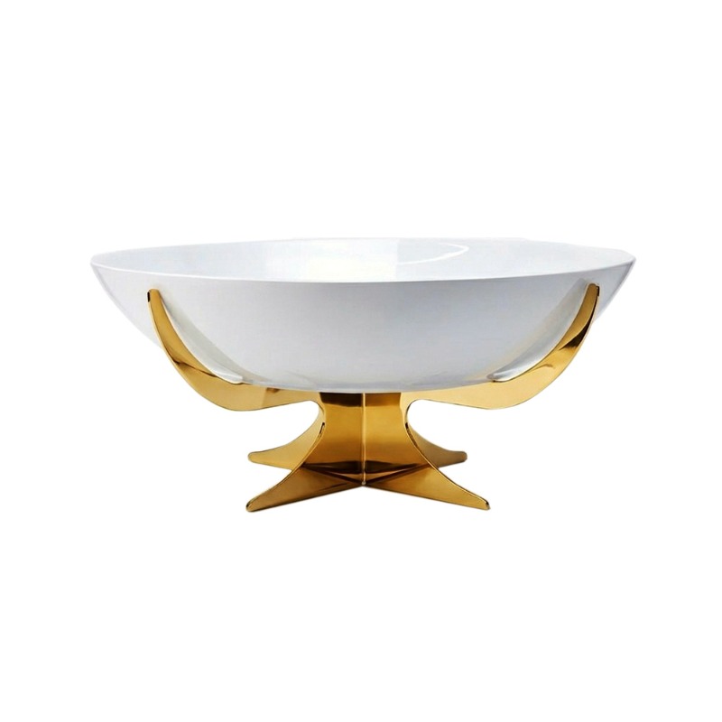 ROUND DISH W/S/S STAND W/LIDGOLD