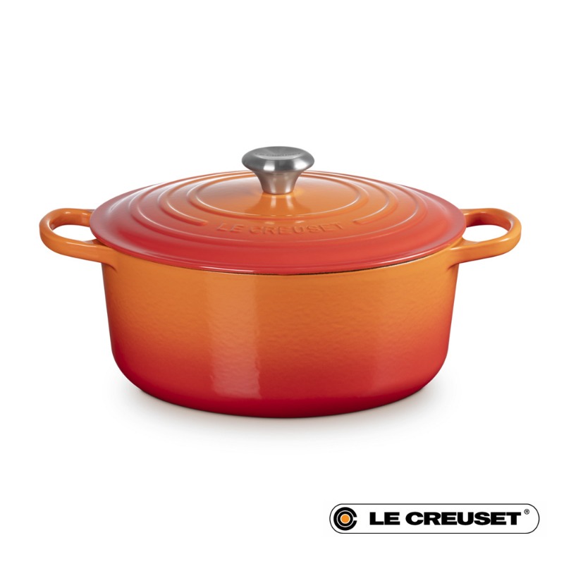 28CM SIGNATURE ENAMELLED CAST IRON ROUND CASSEROLE - VOLCANIC