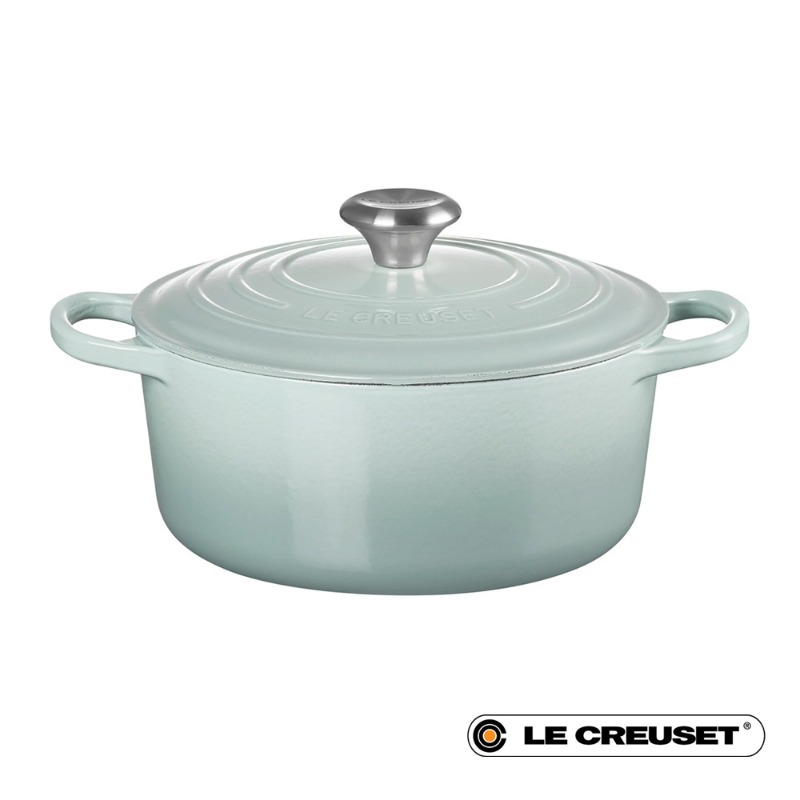 28CM SIGNATURE ENAMELLED CAST IRON ROUND CASSEROLE - SEA SALT