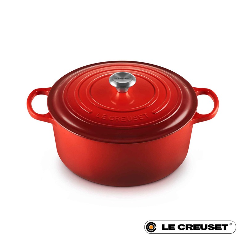 30CM SIGNATURE CAST IRON ROUND CASSEROLE - CERISE