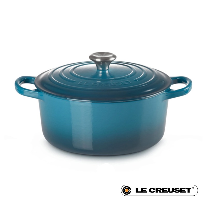 24CM SIGNATURE ENAMELLED CAST IRON ROUND CASSEROLE - DEEP TEAL