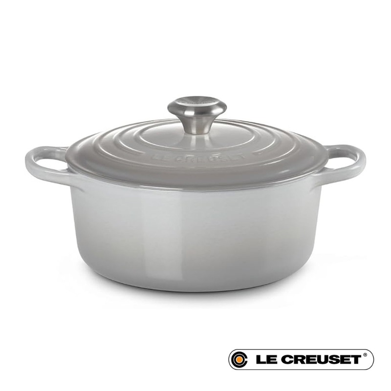 24CM SIGNATURE ENAMELLED CAST IRON ROUND CASSEROLE - MIST GREY