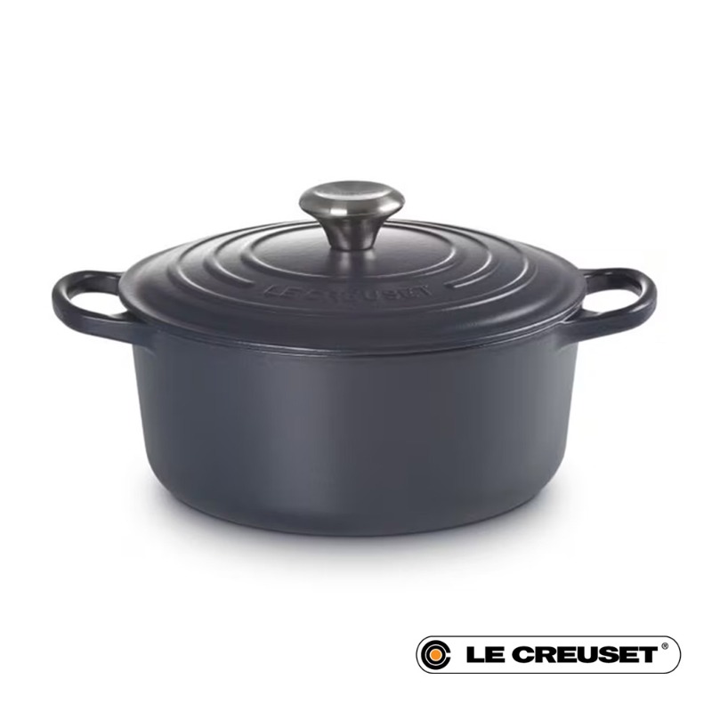 24CM SIGNATURE ENAMELLED CAST IRON ROUND CASSEROLE - NAVY