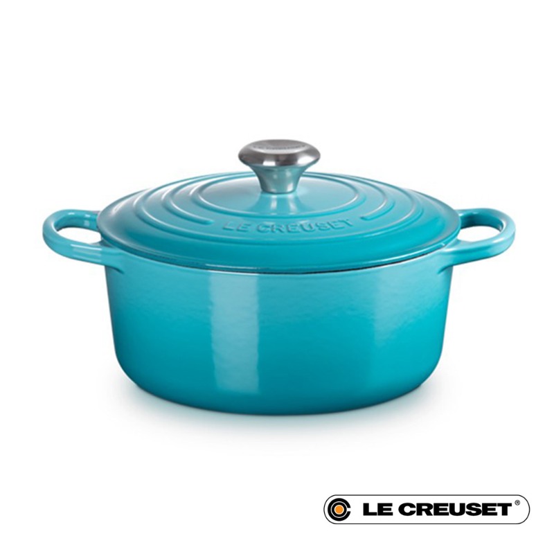 24CM SIGNATURE ENAMELLED CAST IRON ROUND CASSEROLE - TEAL