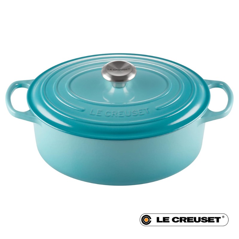 29CM SIGNATURE CAST IRON OVAL CASSEROLE - TEAL