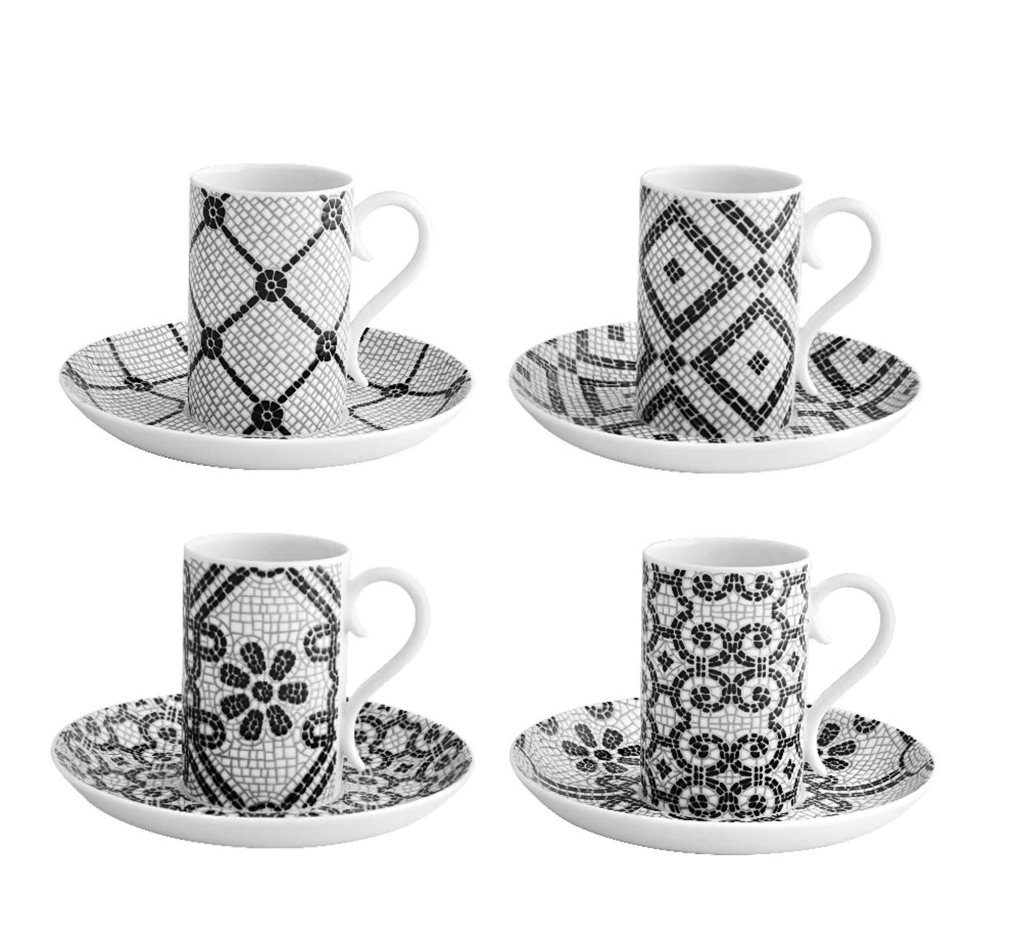 SET 4 COFFEE CUPS & SAUCERS CALCADA