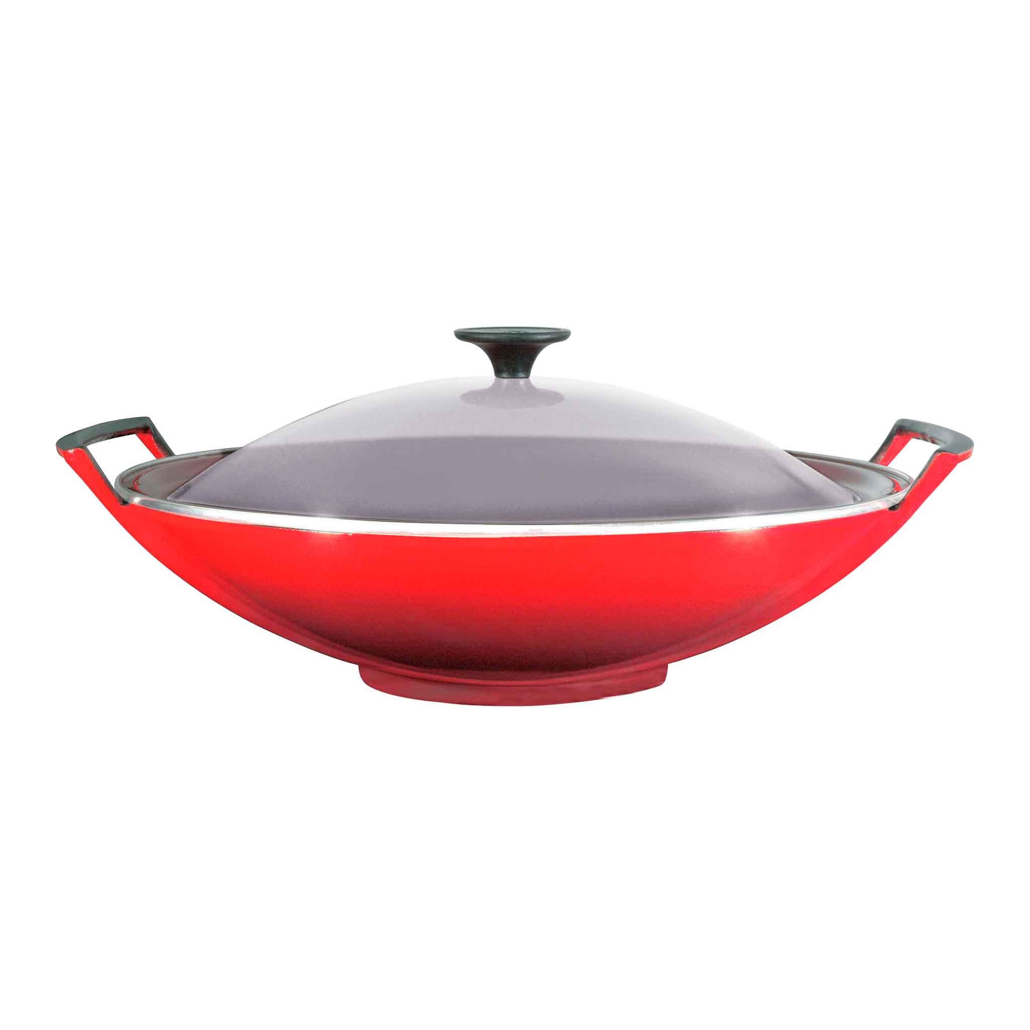 Le Creuset Cast Iron Wok & Glass Lid 36cm Cerise