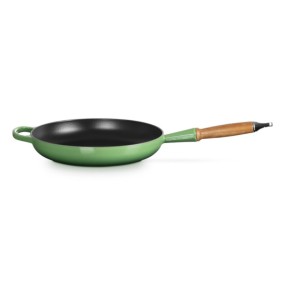 28cm CAST IRON FRYING PAN WITH WOODEN HANDLE - BAM...