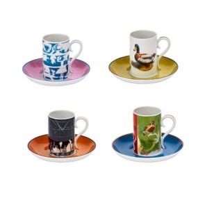 SET 4 COFFEE CUPS WITH SAUCERS CADE