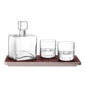 CASK  CONNOISSEUR SET CLEAR & ASH/CORK TRAY