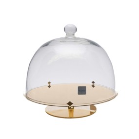 STAND W/GLASS DOME S/S GOLD PLATED