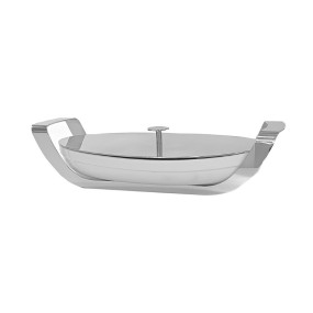 OVAL DISH STAINLESS STEEL HOLDER WITH LID