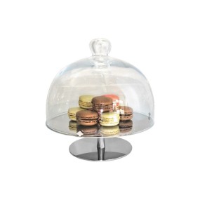 STAND W/GLASS DOME S/S