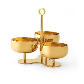 NUTS HOLDER 3 CUPS IN 18/10 S/S GOLD