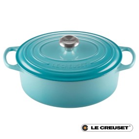 29CM SIGNATURE CAST IRON OVAL CASSEROLE - TEAL