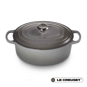 31CM CAST IRON OVAL SHALLOW CASSEROLE - MIST GREY