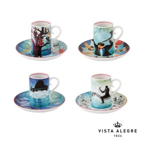 SET 4 COFFEE CUPS W/SAUCERS FUR BEETHOVEN