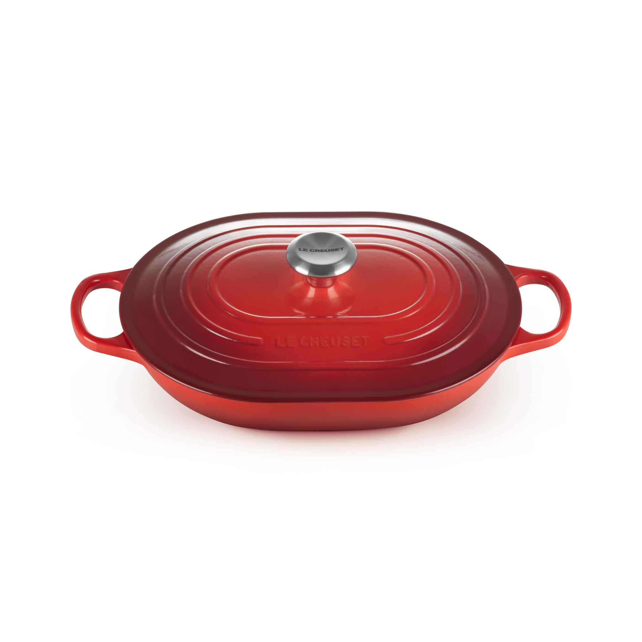 31CM CAST IRON OBLONG CASSEROLE - CERISE